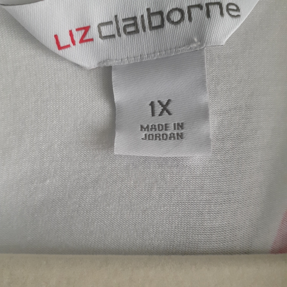Liz Clairborne Floral White and Pink Pleated Flowy Women's Top Blouse Size 1X - Picture 5 of 8